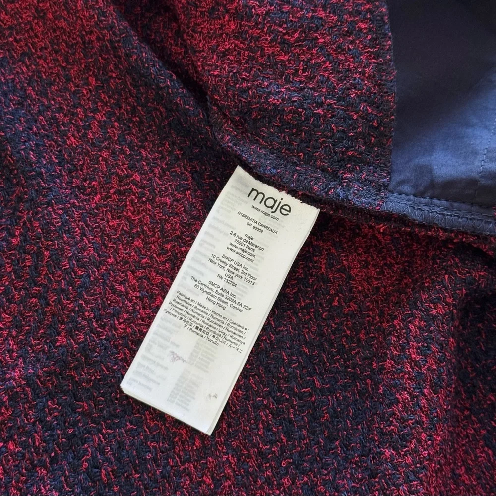 NWT! Maje Red and Black Long Sleeve Dress, Size 2 - Picture 14 of 15